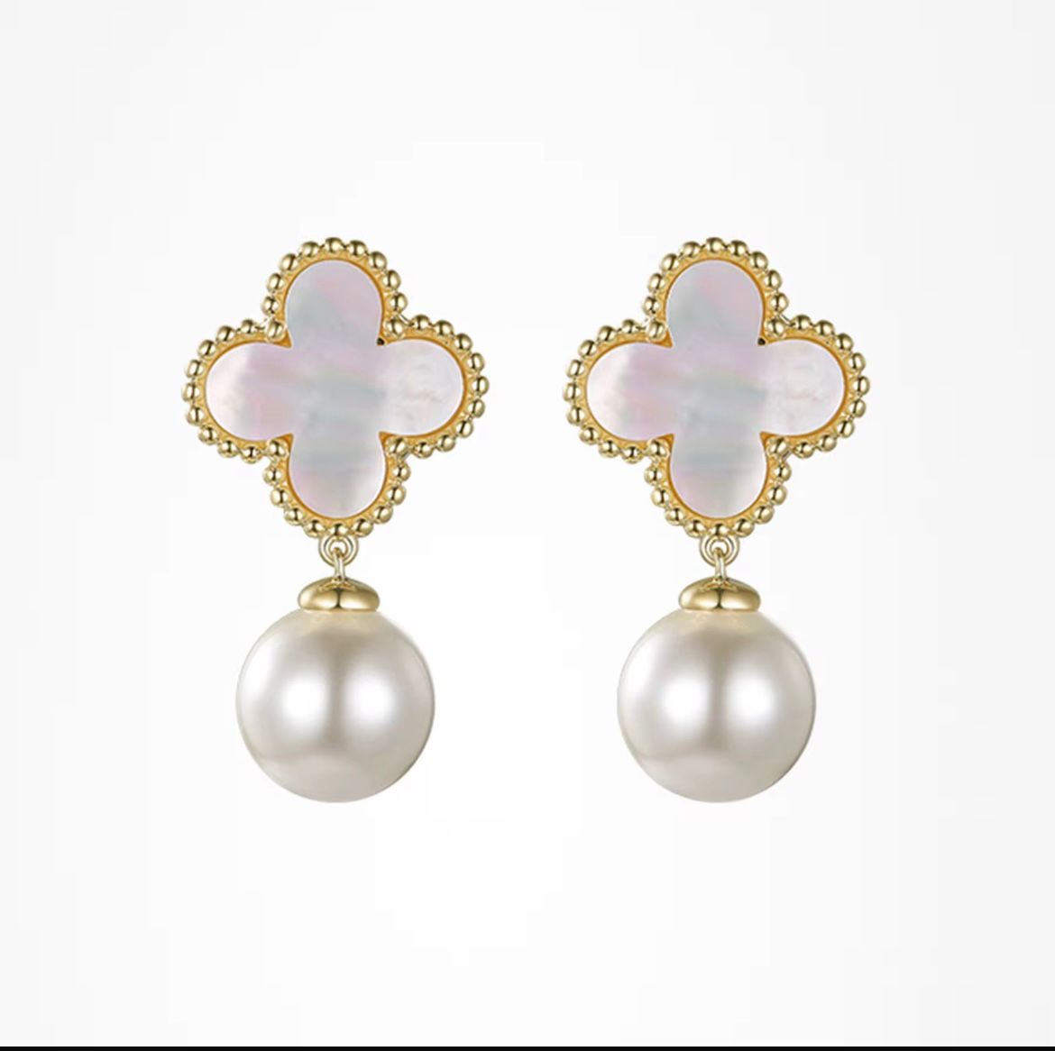 White Clover Pearl Studs