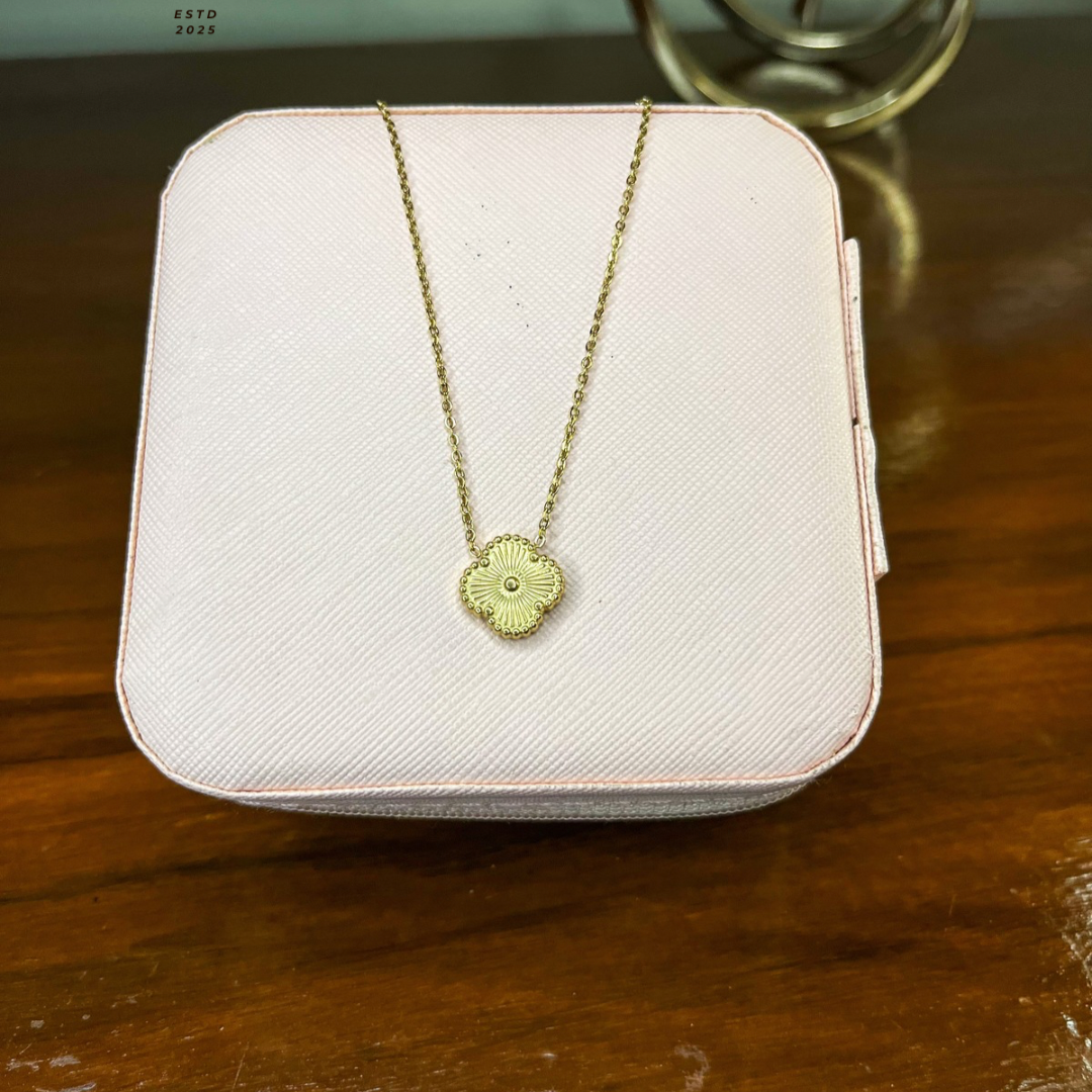 Floral Bloom Pendant Necklace – Gold Finish, Delicate Charm