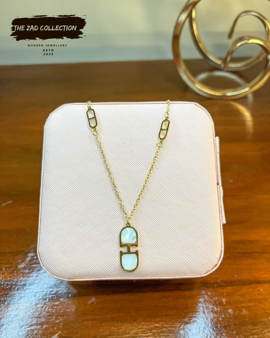 Geometric Pearl Glow Necklace