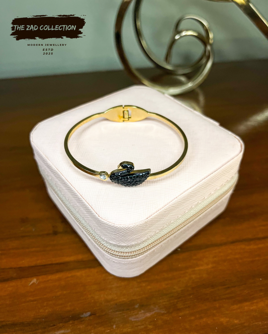 Black Swan Elegance Bracelet – Gold Plated with Crystal Detailing
