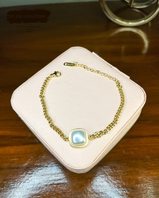 Golden Glow Pearl Charm Bracelet
