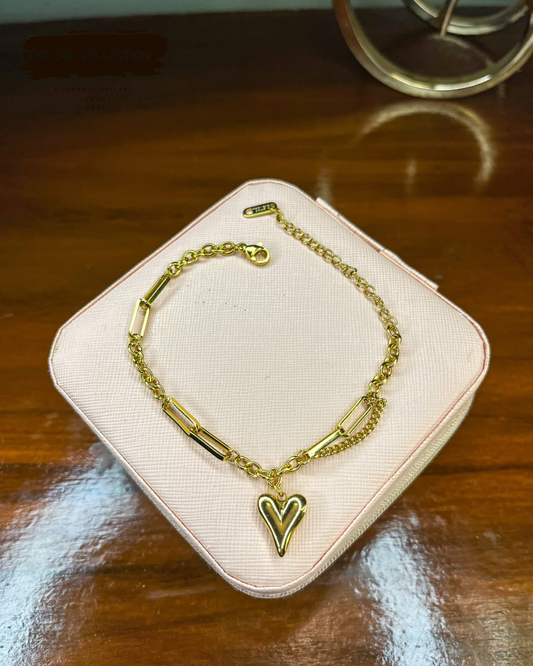 Golden Heart Charm Chain Bracelet