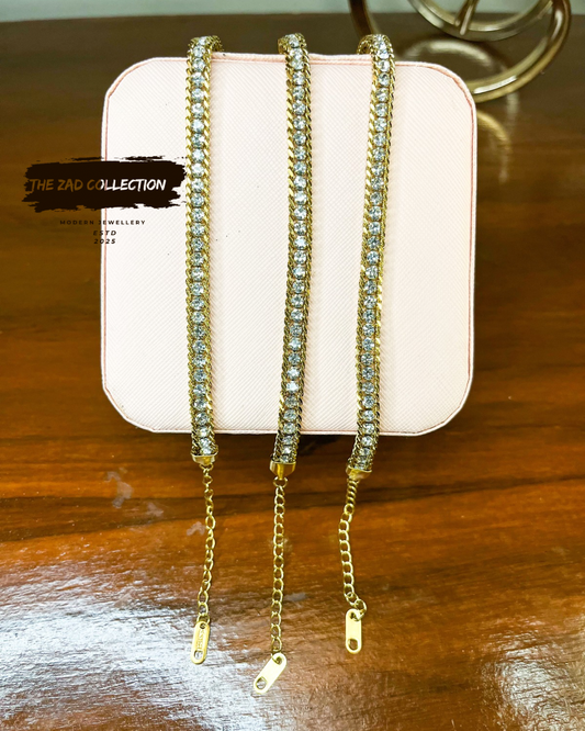 Golden Crystal Tennis Bracelet
