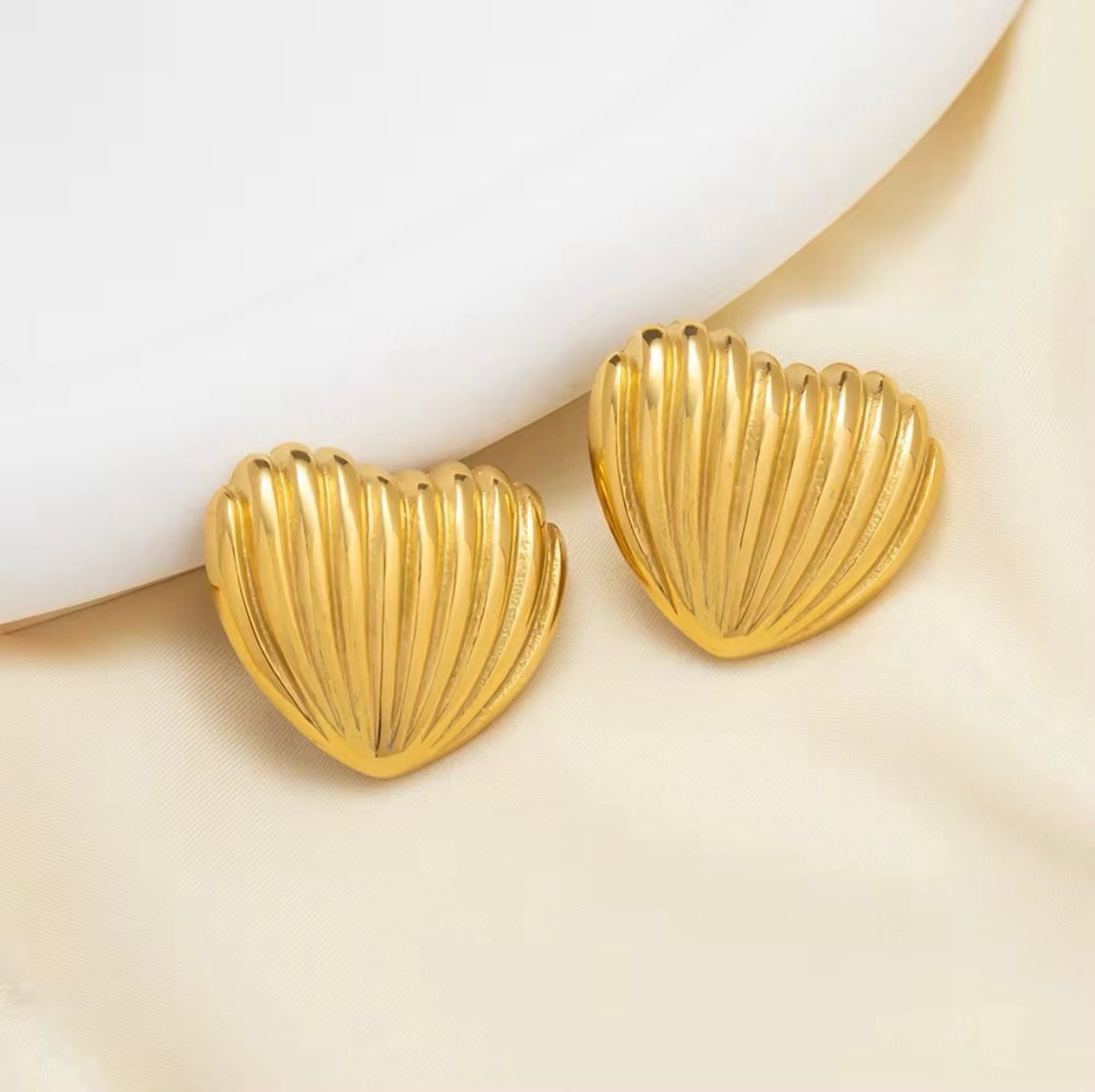 Golden Shell Heart Studs