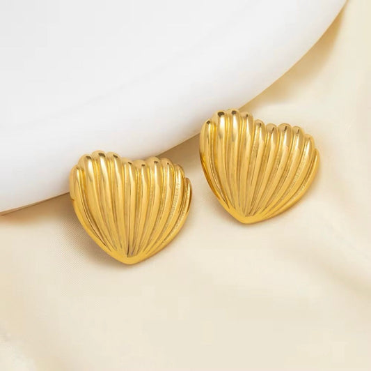 Golden Shell Heart Studs